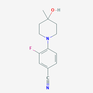 molecular formula C13H15FN2O B7602638 3-Fluoro-4-(4-hydroxy-4-methylpiperidin-1-yl)benzonitrile 