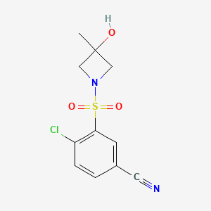 molecular formula C11H11ClN2O3S B7602658 4-Chloro-3-(3-hydroxy-3-methylazetidin-1-yl)sulfonylbenzonitrile 