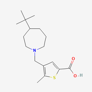 molecular formula C17H27NO2S B7602704 4-[(4-Tert-butylazepan-1-yl)methyl]-5-methylthiophene-2-carboxylic acid 