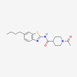 molecular formula C19H25N3O2S B7602810 1-acetyl-N-(6-butyl-1,3-benzothiazol-2-yl)piperidine-4-carboxamide 