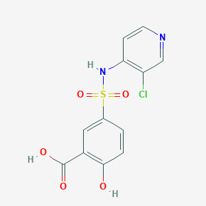 molecular formula C12H9ClN2O5S B7602910 5-[(3-Chloropyridin-4-yl)sulfamoyl]-2-hydroxybenzoic acid 