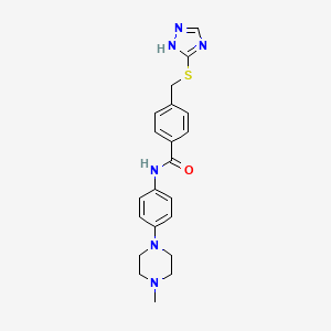 molecular formula C21H24N6OS B7602961 N-[4-(4-methylpiperazin-1-yl)phenyl]-4-(1H-1,2,4-triazol-5-ylsulfanylmethyl)benzamide 