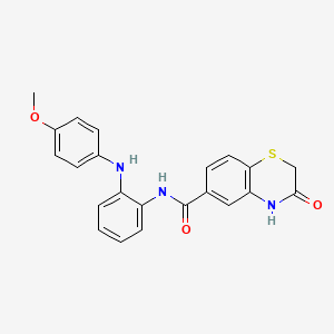 molecular formula C22H19N3O3S B7602965 N-[2-(4-methoxyanilino)phenyl]-3-oxo-4H-1,4-benzothiazine-6-carboxamide 