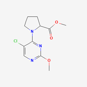 molecular formula C11H14ClN3O3 B7602966 Methyl 1-(5-chloro-2-methoxypyrimidin-4-yl)pyrrolidine-2-carboxylate 