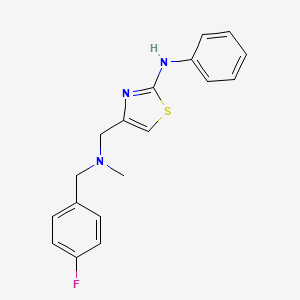 molecular formula C18H18FN3S B7602972 4-[[(4-fluorophenyl)methyl-methylamino]methyl]-N-phenyl-1,3-thiazol-2-amine 