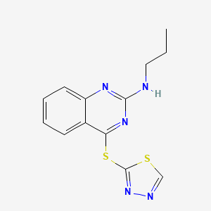 molecular formula C13H13N5S2 B7602993 N-propyl-4-(1,3,4-thiadiazol-2-ylsulfanyl)quinazolin-2-amine 