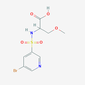 molecular formula C9H11BrN2O5S B7603098 2-[(5-Bromopyridin-3-yl)sulfonylamino]-3-methoxypropanoic acid 