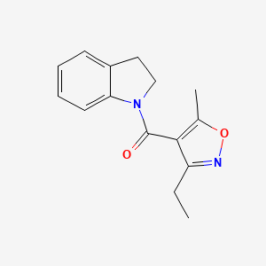 molecular formula C15H16N2O2 B7603103 2,3-Dihydroindol-1-yl-(3-ethyl-5-methyl-1,2-oxazol-4-yl)methanone 