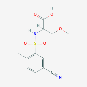 molecular formula C12H14N2O5S B7603131 2-[(5-Cyano-2-methylphenyl)sulfonylamino]-3-methoxypropanoic acid 