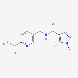 molecular formula C13H14N4O3 B7603207 5-[[(1,5-Dimethylpyrazole-4-carbonyl)amino]methyl]pyridine-2-carboxylic acid 