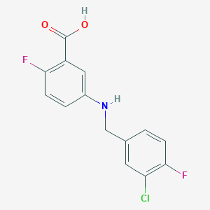 molecular formula C14H10ClF2NO2 B7603275 5-[(3-Chloro-4-fluorophenyl)methylamino]-2-fluorobenzoic acid 