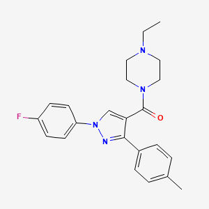 molecular formula C23H25FN4O B7603300 (4-Ethylpiperazin-1-yl)-[1-(4-fluorophenyl)-3-(4-methylphenyl)pyrazol-4-yl]methanone 