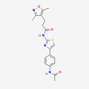 molecular formula C19H20N4O3S B7603304 N-[4-(4-acetamidophenyl)-1,3-thiazol-2-yl]-3-(3,5-dimethyl-1,2-oxazol-4-yl)propanamide 