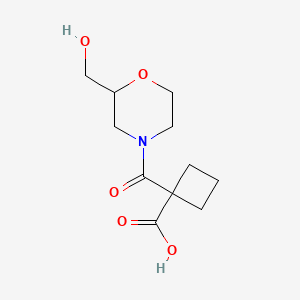 molecular formula C11H17NO5 B7603407 1-[2-(Hydroxymethyl)morpholine-4-carbonyl]cyclobutane-1-carboxylic acid 