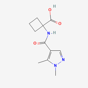 molecular formula C11H15N3O3 B7603446 1-[(1,5-Dimethylpyrazole-4-carbonyl)amino]cyclobutane-1-carboxylic acid 