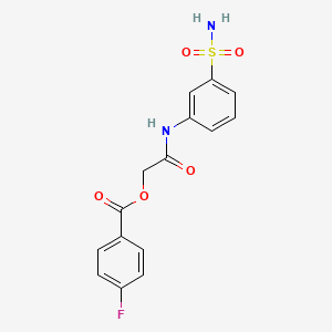 molecular formula C15H13FN2O5S B7603678 [2-Oxo-2-(3-sulfamoylanilino)ethyl] 4-fluorobenzoate 