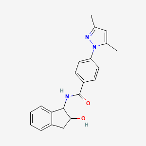 4-(3,5-dimethylpyrazol-1-yl)-N-(2-hydroxy-2,3-dihydro-1H-inden-1-yl)benzamide