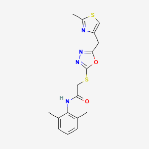 N-(2,6-dimethylphenyl)-2-[[5-[(2-methyl-1,3-thiazol-4-yl)methyl]-1,3,4-oxadiazol-2-yl]sulfanyl]acetamide