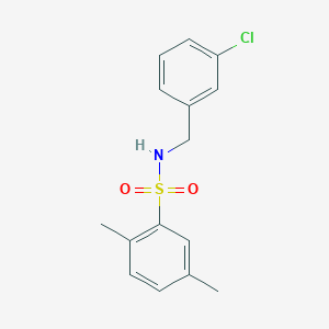 molecular formula C15H16ClNO2S B7603757 N-[(3-chlorophenyl)methyl]-2,5-dimethylbenzenesulfonamide 