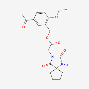 (5-Acetyl-2-ethoxyphenyl)methyl 2-(2,4-dioxo-1,3-diazaspiro[4.4]nonan-3-yl)acetate