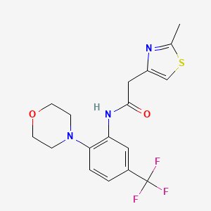 molecular formula C17H18F3N3O2S B7603833 2-(2-methyl-1,3-thiazol-4-yl)-N-[2-morpholin-4-yl-5-(trifluoromethyl)phenyl]acetamide 