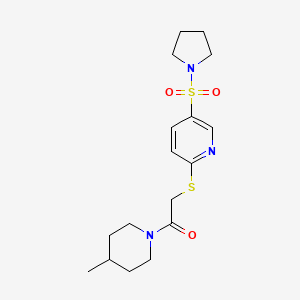 1-(4-Methylpiperidin-1-yl)-2-(5-pyrrolidin-1-ylsulfonylpyridin-2-yl)sulfanylethanone