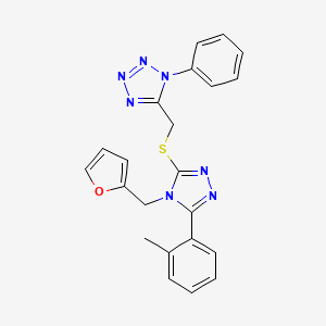 5-[[4-(Furan-2-ylmethyl)-5-(2-methylphenyl)-1,2,4-triazol-3-yl]sulfanylmethyl]-1-phenyltetrazole