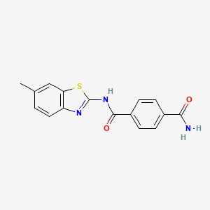 molecular formula C16H13N3O2S B7604147 4-N-(6-methyl-1,3-benzothiazol-2-yl)benzene-1,4-dicarboxamide 