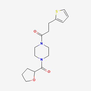 molecular formula C16H22N2O3S B7604170 1-[4-(Oxolane-2-carbonyl)piperazin-1-yl]-3-thiophen-2-ylpropan-1-one 