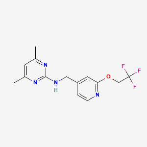 molecular formula C14H15F3N4O B7604271 4,6-dimethyl-N-[[2-(2,2,2-trifluoroethoxy)pyridin-4-yl]methyl]pyrimidin-2-amine 