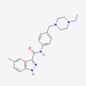 molecular formula C22H27N5O B7604279 N-[4-[(4-ethylpiperazin-1-yl)methyl]phenyl]-5-methyl-1H-indazole-3-carboxamide 