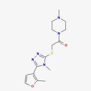 2-[[4-Methyl-5-(2-methylfuran-3-yl)-1,2,4-triazol-3-yl]sulfanyl]-1-(4-methylpiperazin-1-yl)ethanone