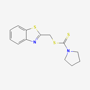 molecular formula C13H14N2S3 B7604322 1,3-Benzothiazol-2-ylmethyl pyrrolidine-1-carbodithioate 