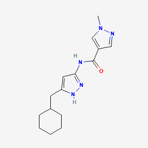 molecular formula C15H21N5O B7604341 N-[5-(cyclohexylmethyl)-1H-pyrazol-3-yl]-1-methylpyrazole-4-carboxamide 