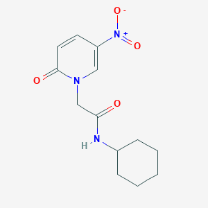 molecular formula C13H17N3O4 B7604349 N-cyclohexyl-2-(5-nitro-2-oxopyridin-1-yl)acetamide 