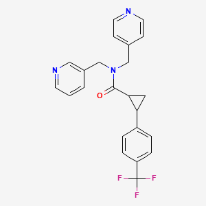 molecular formula C23H20F3N3O B7604379 N-(pyridin-3-ylmethyl)-N-(pyridin-4-ylmethyl)-2-[4-(trifluoromethyl)phenyl]cyclopropane-1-carboxamide 