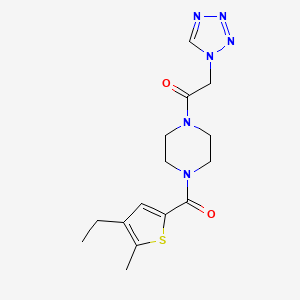 molecular formula C15H20N6O2S B7604384 1-[4-(4-Ethyl-5-methylthiophene-2-carbonyl)piperazin-1-yl]-2-(tetrazol-1-yl)ethanone 