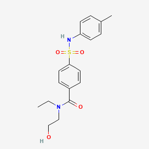 molecular formula C18H22N2O4S B7604410 N-ethyl-N-(2-hydroxyethyl)-4-[(4-methylphenyl)sulfamoyl]benzamide 