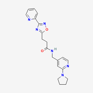 3-(3-pyridin-2-yl-1,2,4-oxadiazol-5-yl)-N-[(2-pyrrolidin-1-ylpyridin-4-yl)methyl]propanamide