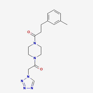 molecular formula C17H22N6O2 B7604414 3-(3-Methylphenyl)-1-[4-[2-(tetrazol-1-yl)acetyl]piperazin-1-yl]propan-1-one 