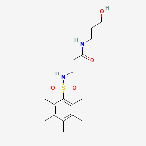 N-(3-hydroxypropyl)-3-[(2,3,4,5,6-pentamethylphenyl)sulfonylamino]propanamide