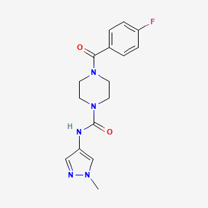 molecular formula C16H18FN5O2 B7604469 4-(4-fluorobenzoyl)-N-(1-methylpyrazol-4-yl)piperazine-1-carboxamide 