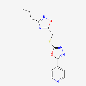 2-[(3-Propyl-1,2,4-oxadiazol-5-yl)methylsulfanyl]-5-pyridin-4-yl-1,3,4-oxadiazole