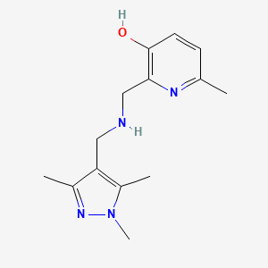 molecular formula C14H20N4O B7604586 6-Methyl-2-[[(1,3,5-trimethylpyrazol-4-yl)methylamino]methyl]pyridin-3-ol 