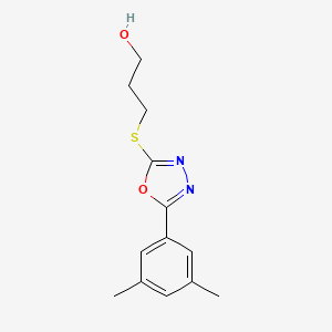 molecular formula C13H16N2O2S B7604595 3-[[5-(3,5-Dimethylphenyl)-1,3,4-oxadiazol-2-yl]sulfanyl]propan-1-ol 