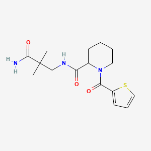 N-(3-amino-2,2-dimethyl-3-oxopropyl)-1-(thiophene-2-carbonyl)piperidine-2-carboxamide