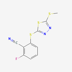 2-Fluoro-6-[(5-methylsulfanyl-1,3,4-thiadiazol-2-yl)sulfanyl]benzonitrile