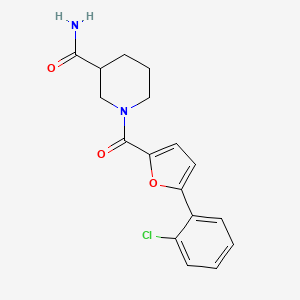 molecular formula C17H17ClN2O3 B7604625 1-[5-(2-Chlorophenyl)furan-2-carbonyl]piperidine-3-carboxamide 