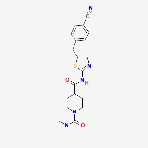 4-N-[5-[(4-cyanophenyl)methyl]-1,3-thiazol-2-yl]-1-N,1-N-dimethylpiperidine-1,4-dicarboxamide