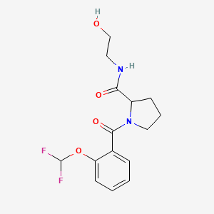 molecular formula C15H18F2N2O4 B7604663 1-[2-(difluoromethoxy)benzoyl]-N-(2-hydroxyethyl)pyrrolidine-2-carboxamide 